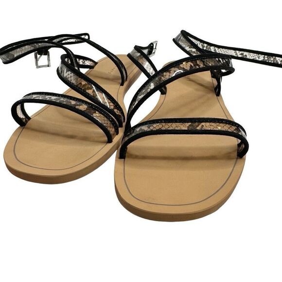 Sanctuary NWOT black snake print Nellie strappy sandals size 9 - Picture 3 of 13